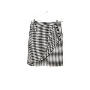 Tahari Black Houndstooth Wrap Skirt